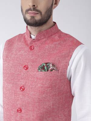 Red Plain Cotton Kurta Pajama 5