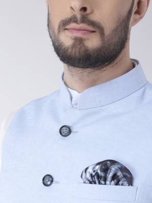 Blue Plain Cotton Kurta Pajama 5