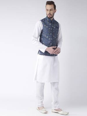 Blue Printed Cotton Kurta Pajama 3