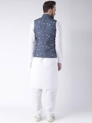 Blue Printed Cotton Kurta Pajama 4