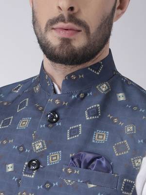 Blue Printed Cotton Kurta Pajama 5