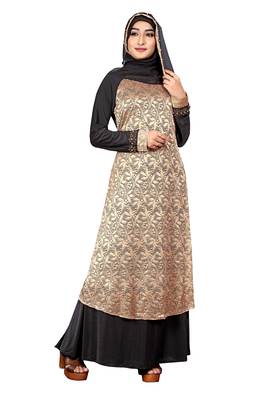 Black Embroidered Lycra Burka 3