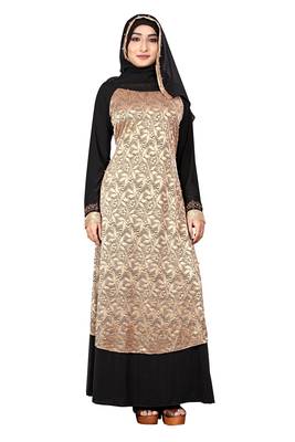 Black Embroidered Lycra Burka 4