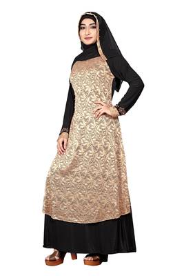 Black Embroidered Lycra Burka 5