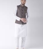 Brown Printed Cotton Kurta Pajama