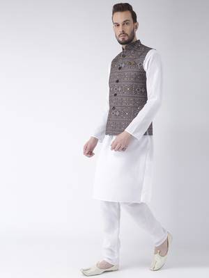 Brown Printed Cotton Kurta Pajama 2