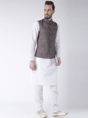 Brown Printed Cotton Kurta Pajama 3