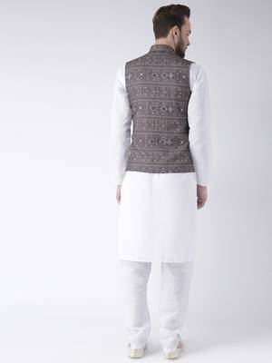 Brown Printed Cotton Kurta Pajama 4