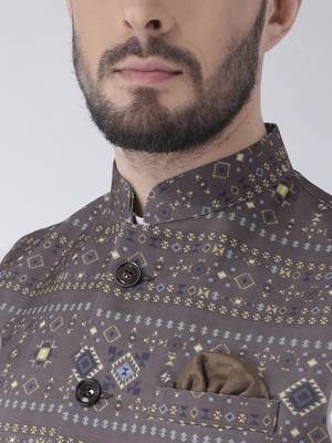 Brown Printed Cotton Kurta Pajama 5