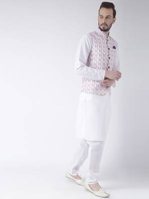 White Printed Cotton Kurta Pajama 3