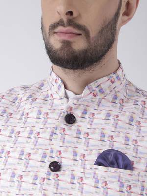 White Printed Cotton Kurta Pajama 5