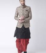 Black Printed Dupion Silk Dhoti Kurta