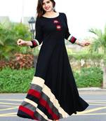 Blue embroidered cotton long kurti