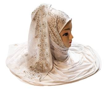 White Embroidered Cotton Hijab 1