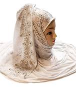 White Embroidered Cotton Hijab