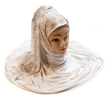 White Embroidered Cotton Hijab 5