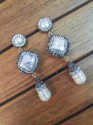 White pearl danglers drops 1