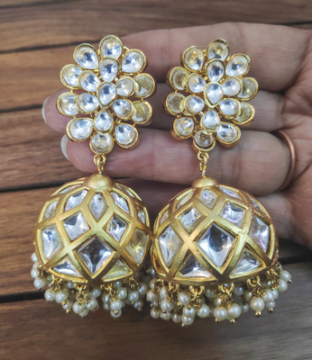 Gold pearl jhumkas 1