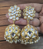 Gold pearl jhumkas