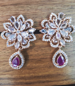 Pink cubic zirconia danglers drops