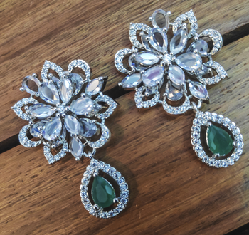 Green cubic zirconia danglers drops 1