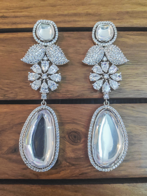 Silver cubic zirconia danglers drops 1
