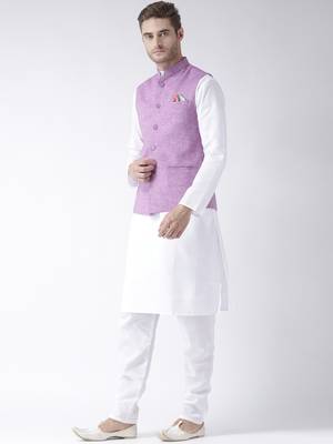Purple Plain Linen Nehru Jacket 4