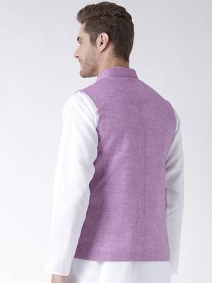 Purple Plain Linen Nehru Jacket 5