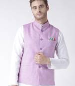 Purple Plain Linen Nehru Jacket