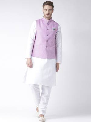 Purple Plain Linen Nehru Jacket 4