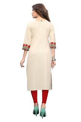 Off-white embroidered cotton kurti 2