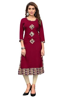 Maroon printed rayon kurti 1