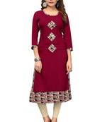 Maroon printed rayon kurti
