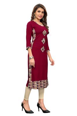Maroon printed rayon kurti 3