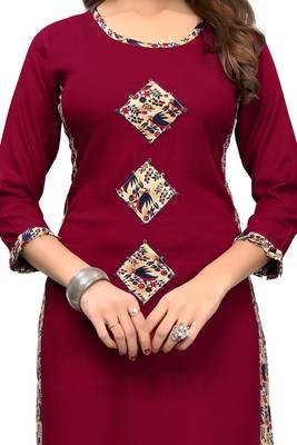 Maroon printed rayon kurti 4