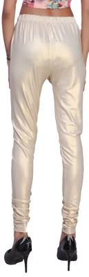 Beige Gold Color Ankle Length Plain Leggings 3