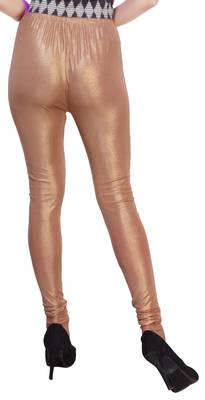 Brown Gold Color Ankle Length Plain Leggings 3