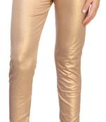 Dark Gold Color Ankle Length Plain Leggings