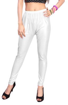 White Gold Color Ankle Length Plain Leggings 1