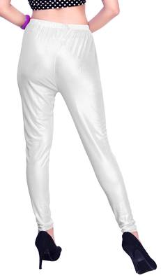 White Gold Color Ankle Length Plain Leggings 3