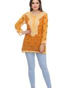 Mustard Embroidered Georgette Chikankari Kurti 