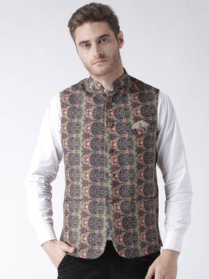 Multicolor Printed Polyester Nehru Jacket 1