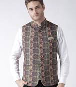 Multicolor Printed Polyester Nehru Jacket
