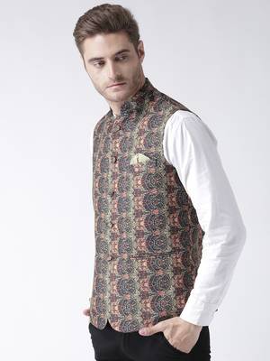 Multicolor Printed Polyester Nehru Jacket 2