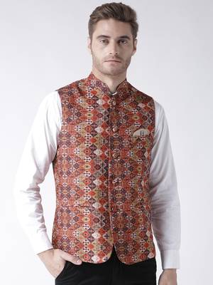 Multicolor Printed Polyester Nehru Jacket 1