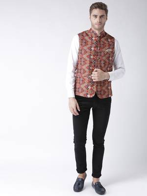 Multicolor Printed Polyester Nehru Jacket 4