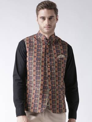 Multicolor Printed Polyester Nehru Jacket 1