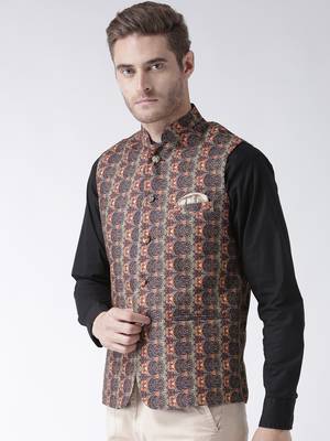 Multicolor Printed Polyester Nehru Jacket 2