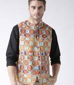 Multicolor Printed Polyester Nehru Jacket
