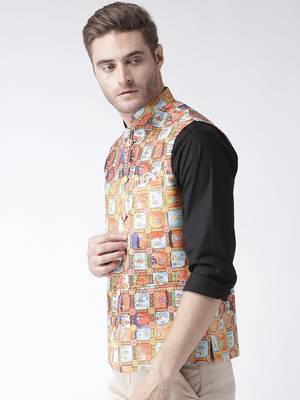 Multicolor Printed Polyester Nehru Jacket 2
